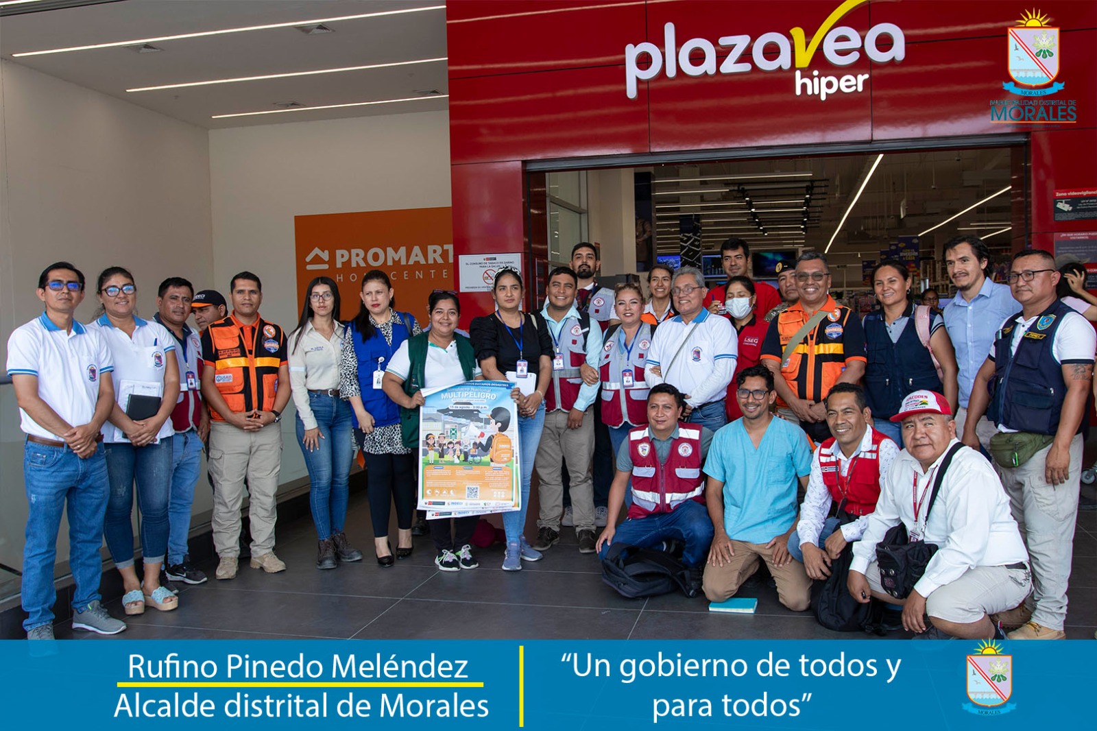 ALCALDE DISTRITAL DE MORALES ENCABEZÓ REUNIÓN DE COORDINACIÓN PARA SIMULACRO NACIONAL DE MULTIPELIGRO A REALIZARSE EL 15 DE AGOSTO.