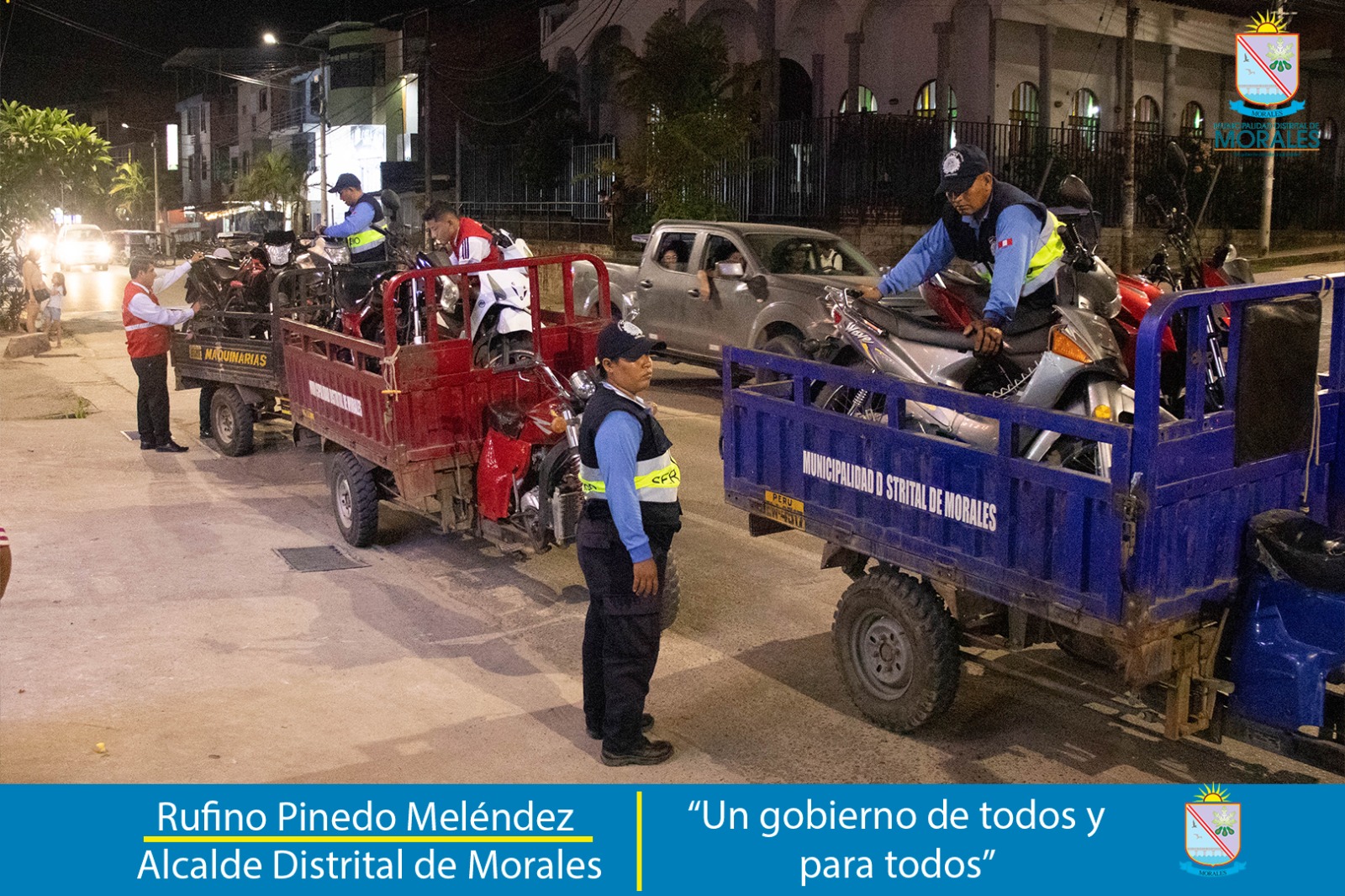 MOTOCICLETAS Y MOTOTAXIS ESTACIONADAS EN LAS VEREDAS FUERON LLEVADAS AL CANCHÓN MUNICIPAL DEL DISTRITO DE MORALES