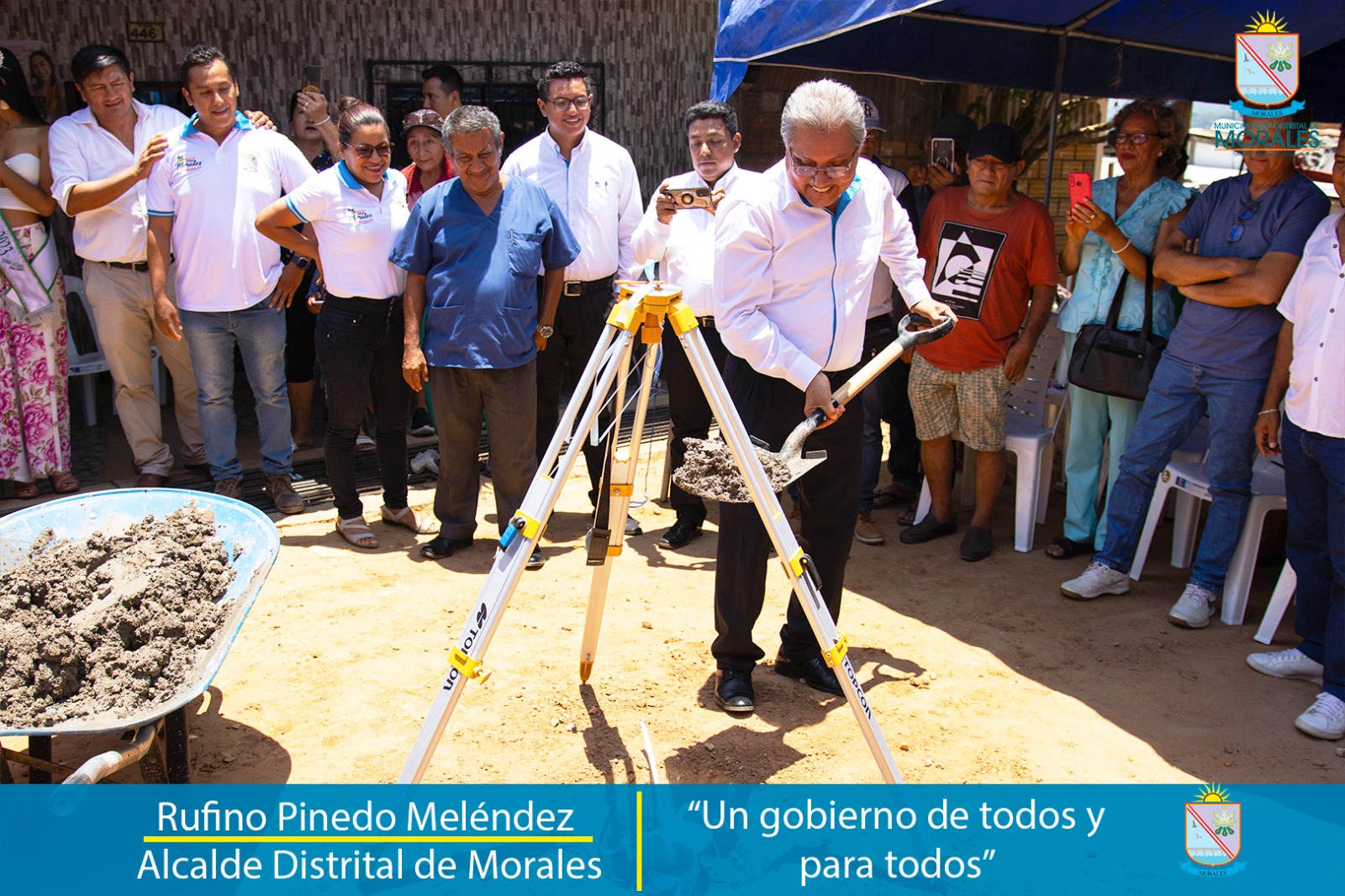 ALCALDE DE MORALES RUFINO PINEDO PONE PRIMERA PIEDRA PARA ASFALTADO DE LOS JIRONES COMANDANTE CHIRINOS, INCLÁN, BOLOGNESI Y SAN PEDRO