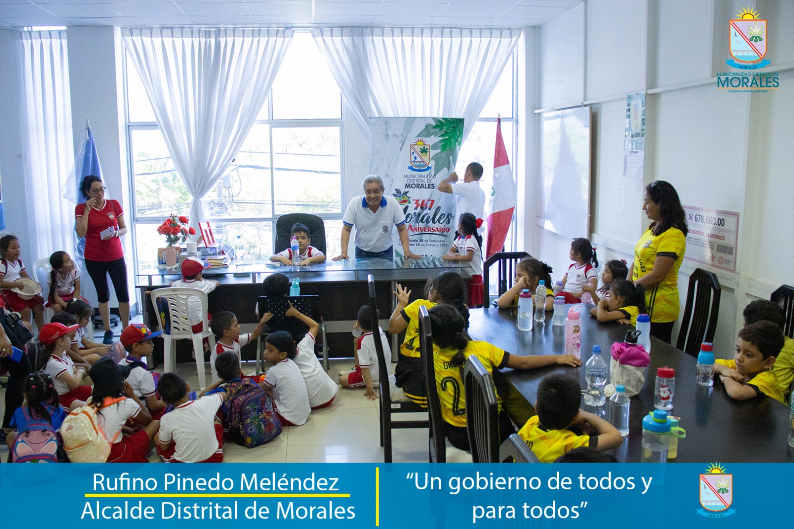 ALCALDE DE MORALES RECIBIÓ LA VISITA DE NIÑOS DEL JARDÍN 204 DE FONAVI