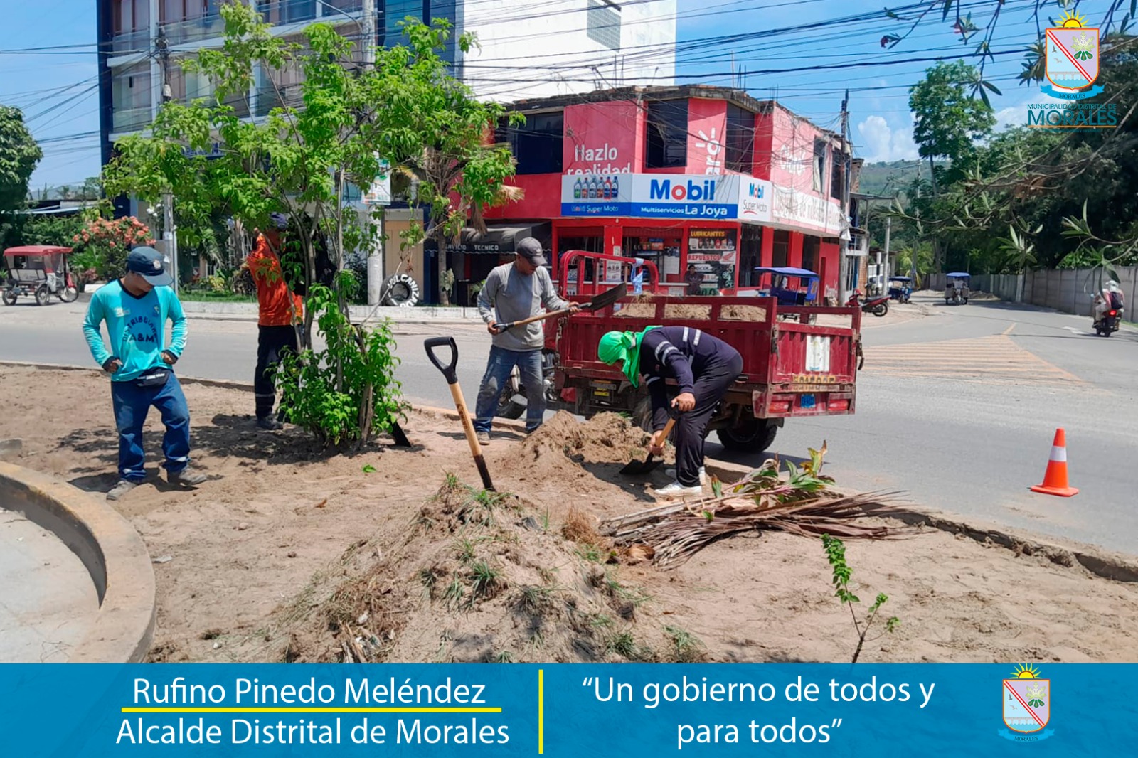 MUNICIPALIDAD DE MORALES REALIZA TRABAJOS DE MEJORAMIENTO Y ORNATO DEL ÓVALO DEL SOLDADO