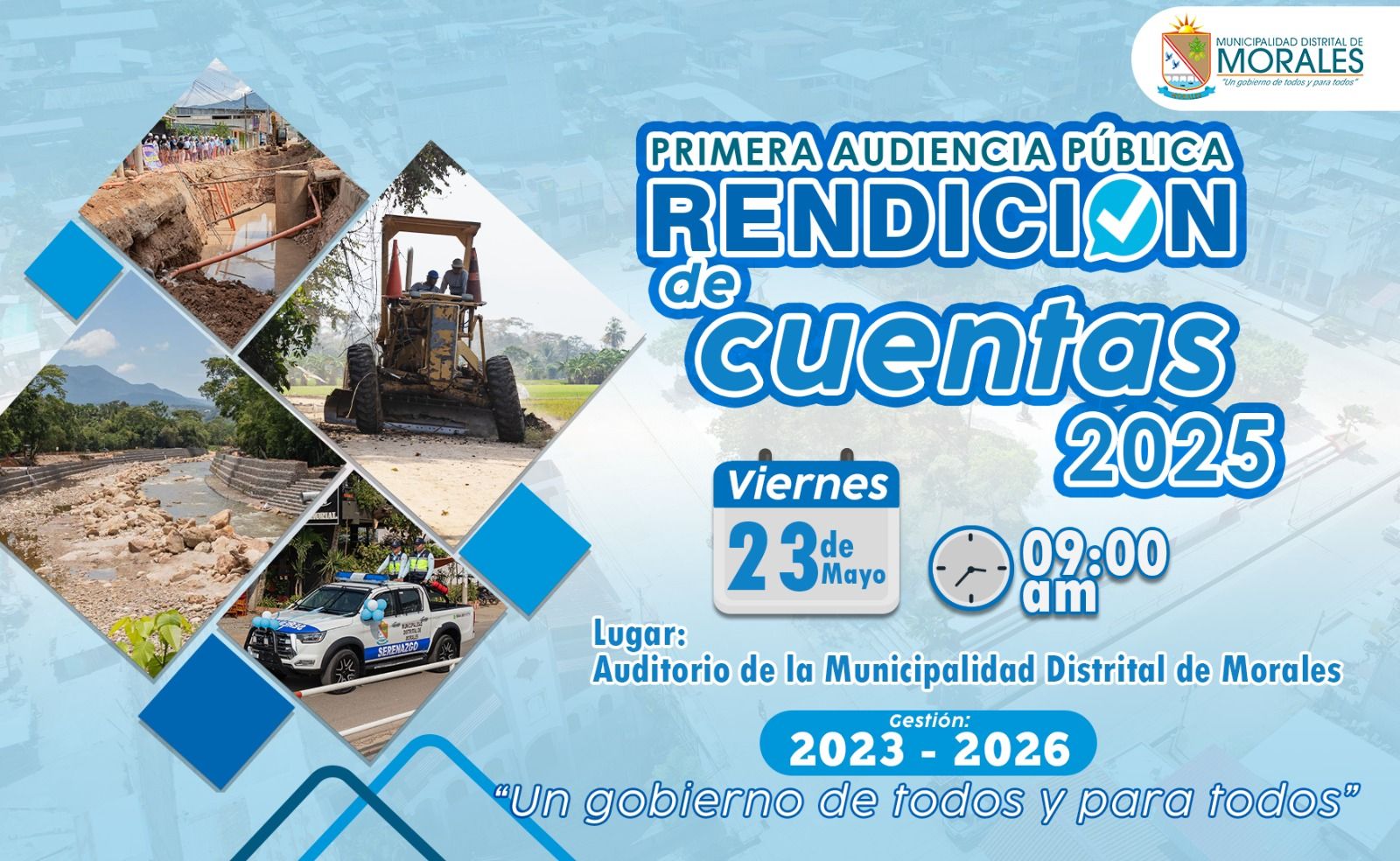 PRIMERA AUDIENCIA PÚBLICA DE RENDICIÓN CUENTAS REALIZARÁ LA MUNICIPALIDAD DE MORALES ESTE 23 DE MAYO