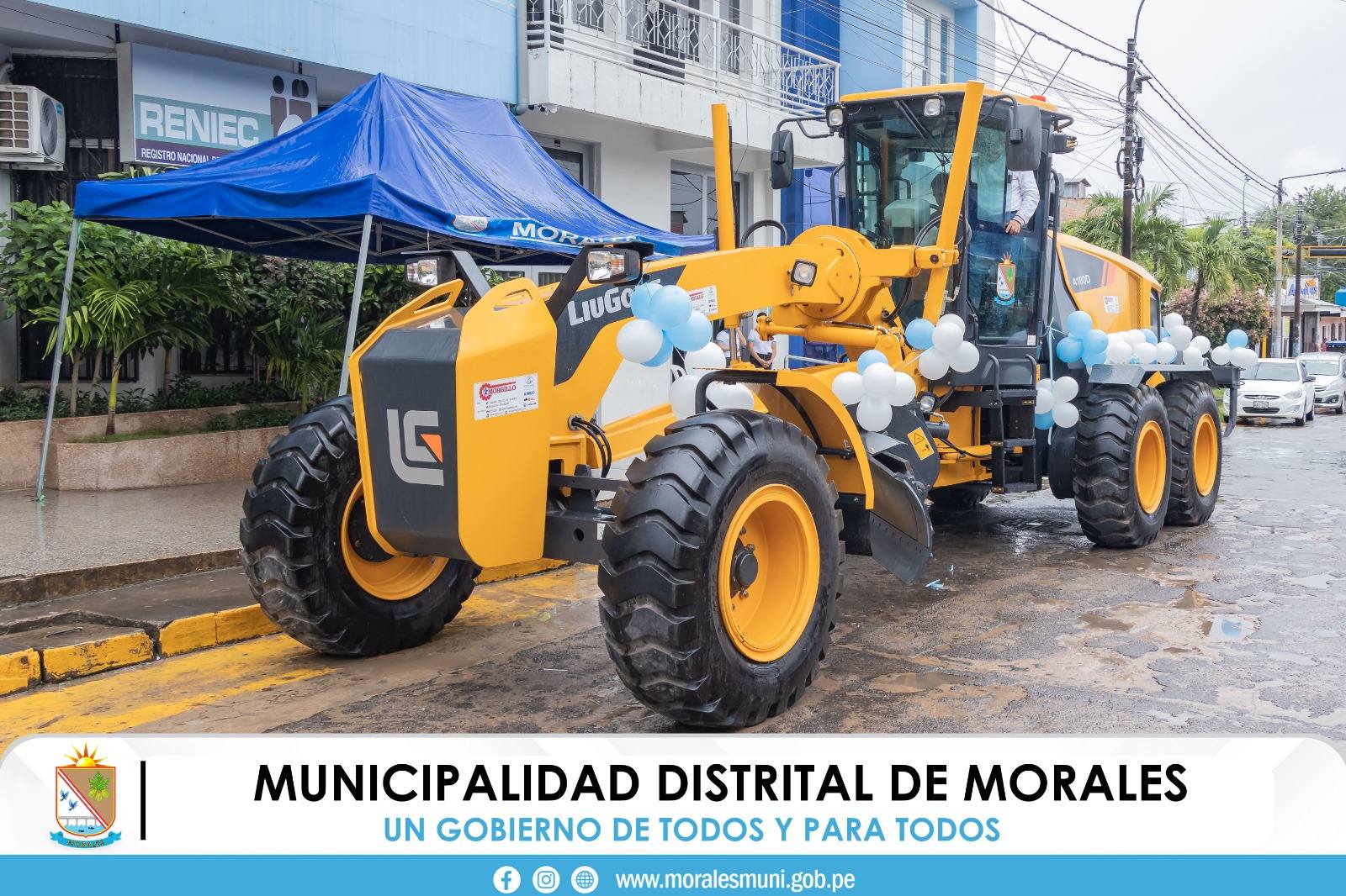 CEREMONIA DE PRESENTACIÓN Y BENDICIÓN DE NUEVA MOTONIVELADORA LIUGONG MODELO 4180D EN DISTRITO DE MORALES.