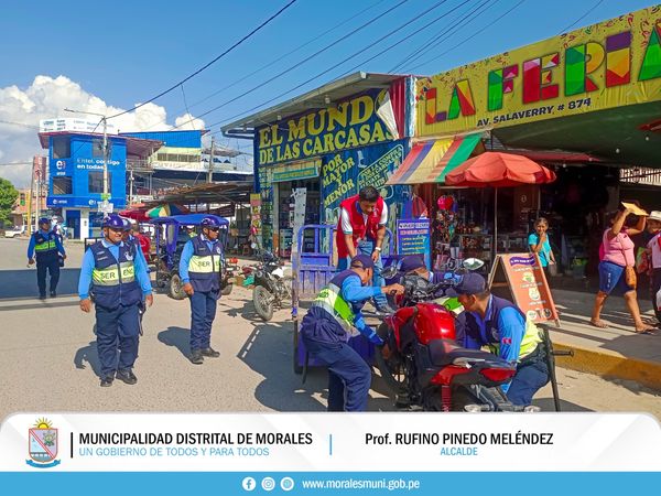 LEVANTAN MOTOS ESTACIONADOS EN ZONAS RÍGIDAS DEL DISTRITO DE MORALES